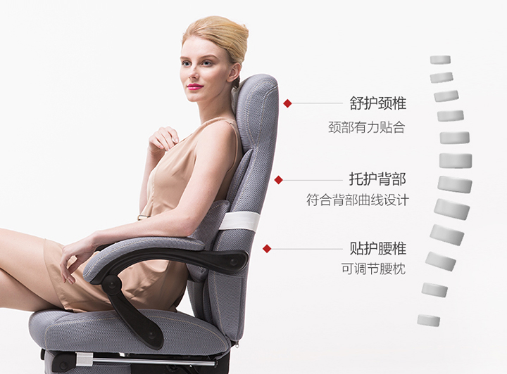 ?撐腰弧型椅背設計